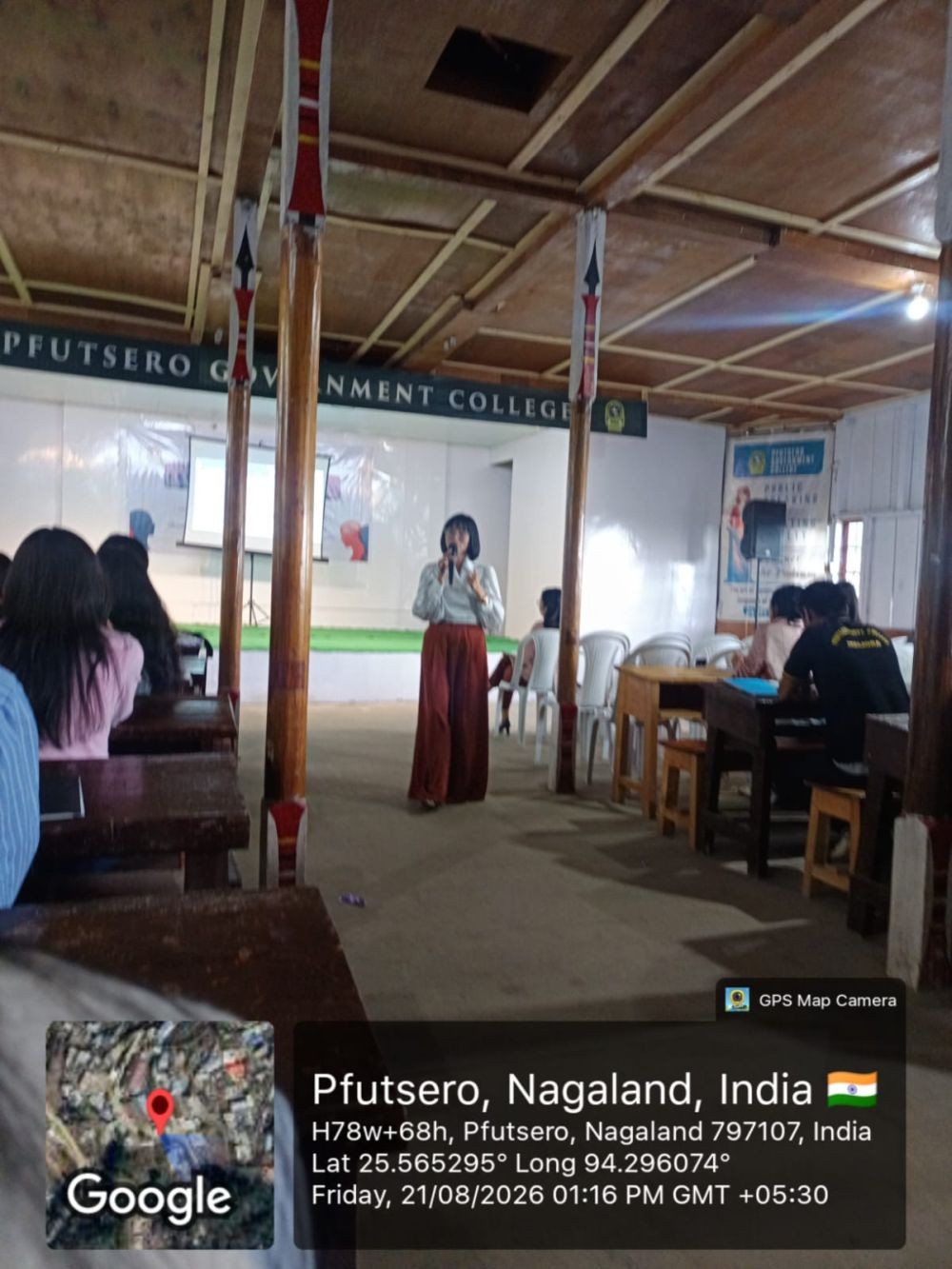 Veronica Nriame addresses the students during a seminar on mental health held at Pfutsero Government College on August 21.